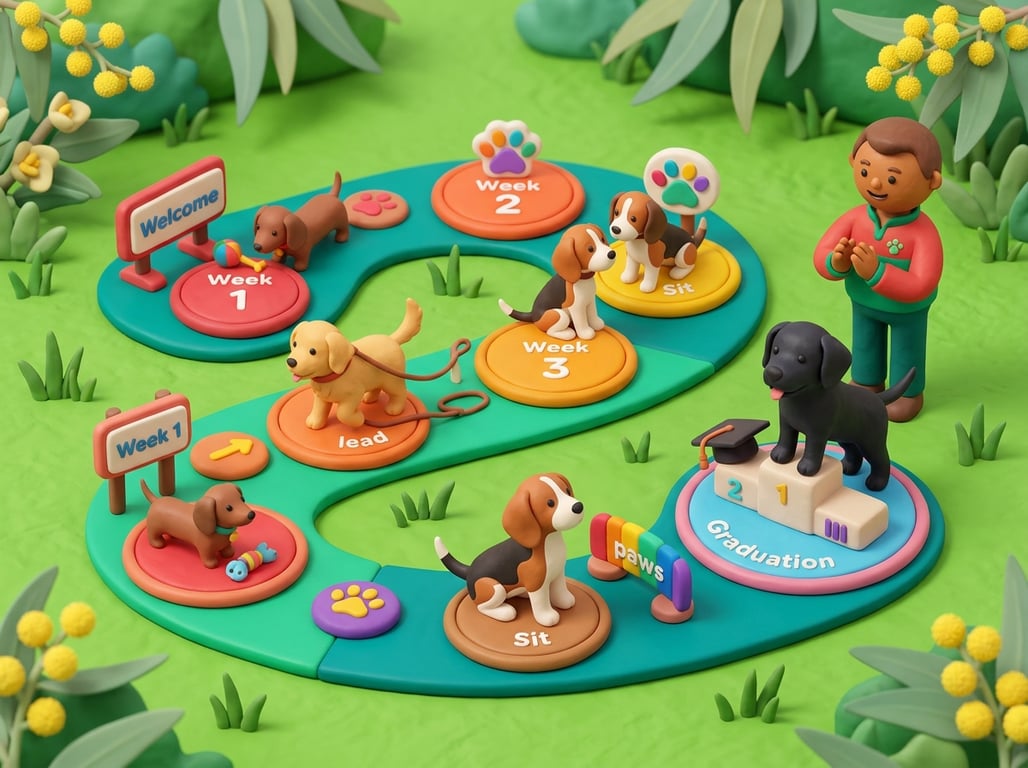 Petboost course management interface showing session scheduling and enrolments