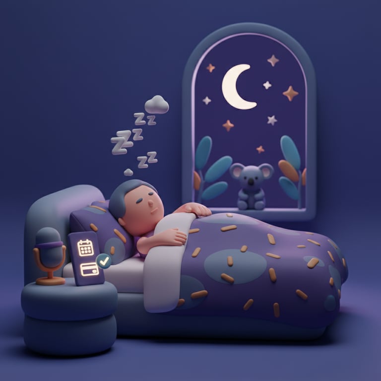 Kukla 3D illustration of a pet business owner asleep at night as a 3am booking notification with a saved card arrives on the bedside phone