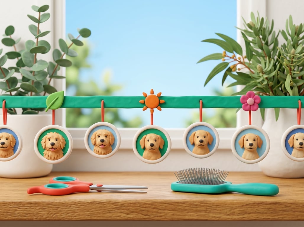 Dog being groomed at a professional grooming salon where grooming history tracking helps maintain consistent care