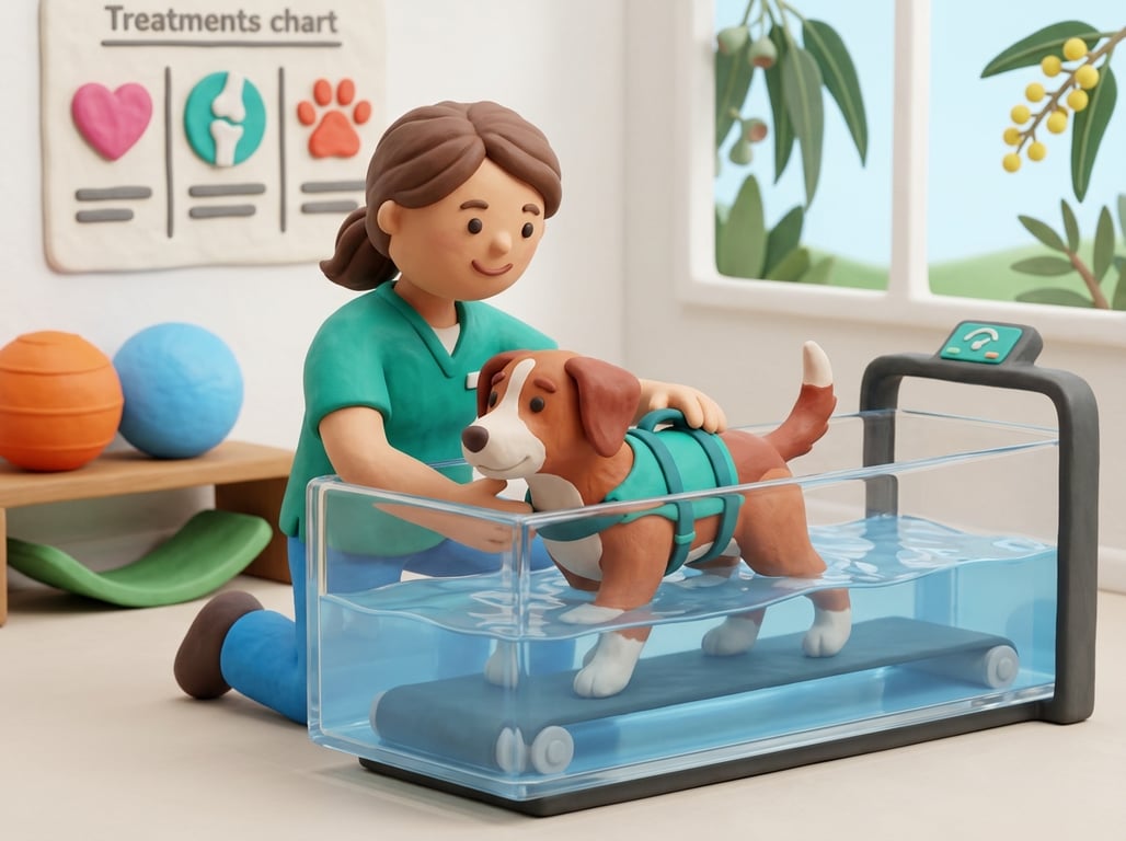 Canine hydrotherapy session with professional therapist