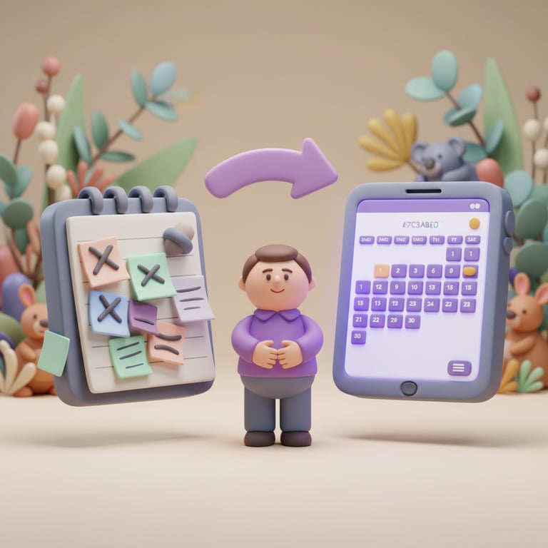 Digital scheduling calendar showing appointments across multiple team members