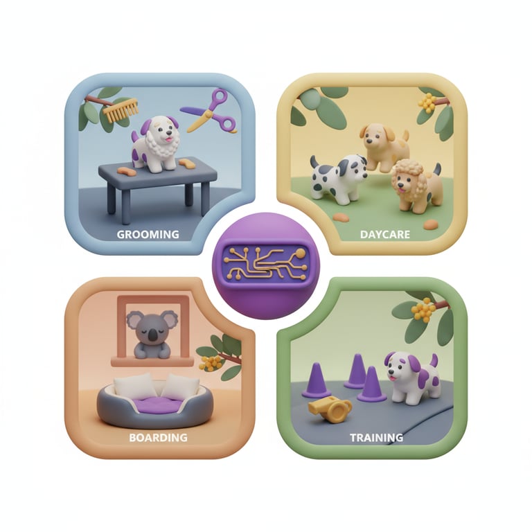 Petboost calendar showing multiple service types in one unified view