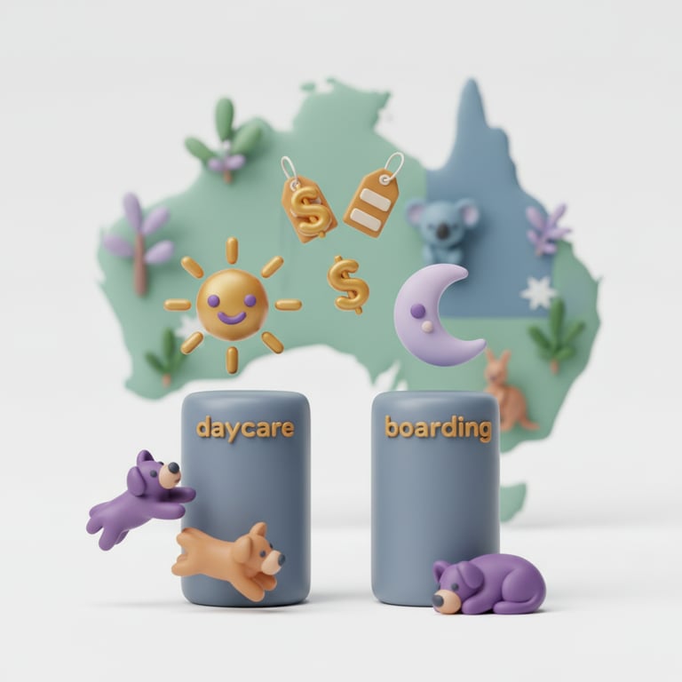 Happy dogs in an Australian dog daycare play area representing the value of professional care