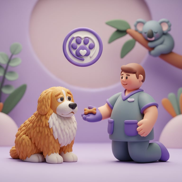 Calm dog during grooming session with gentle handler using low-stress techniques