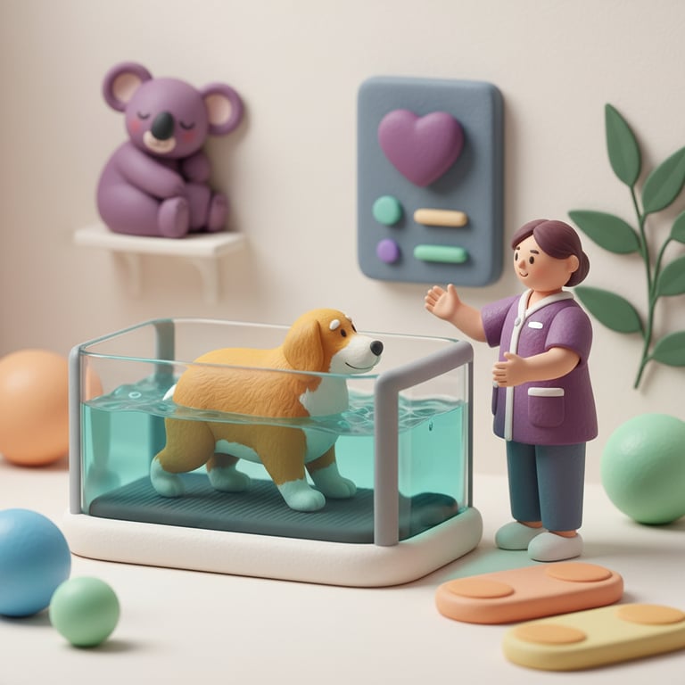 Canine hydrotherapy session with professional therapist