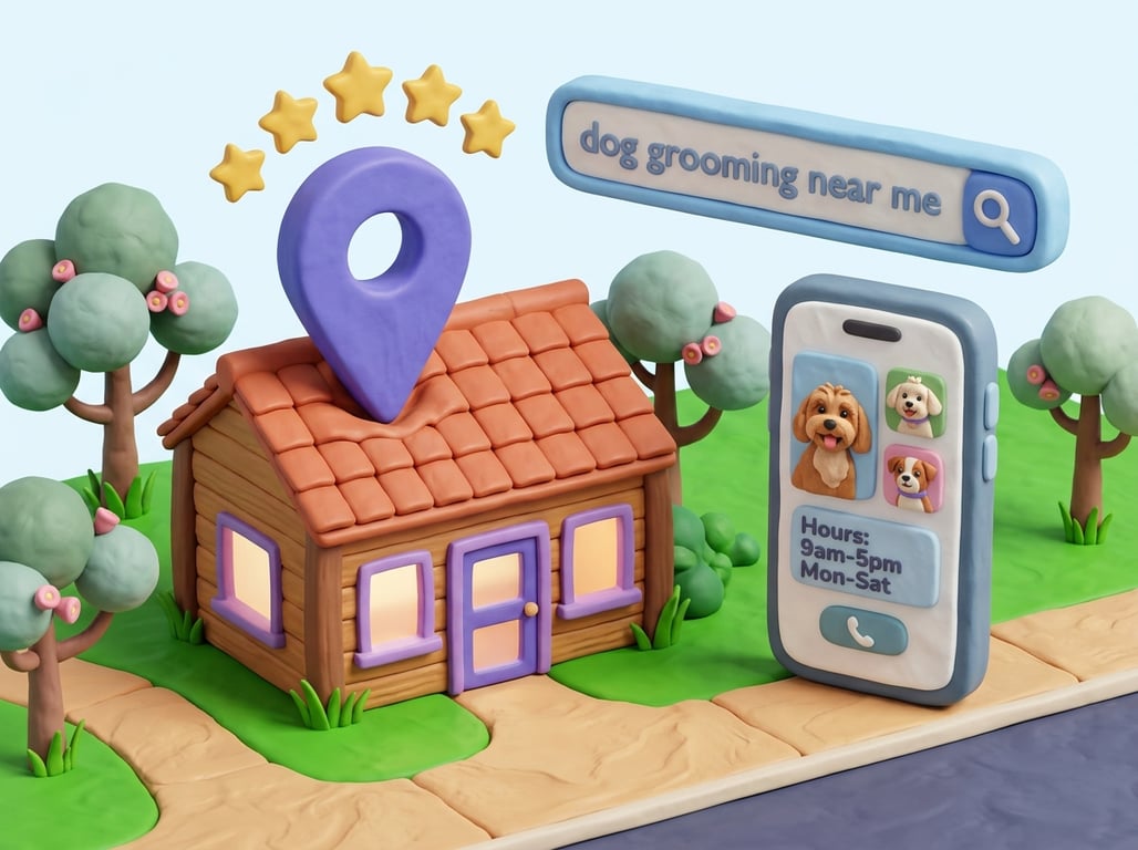 Pet business owner updating their Google Business Profile on a laptop