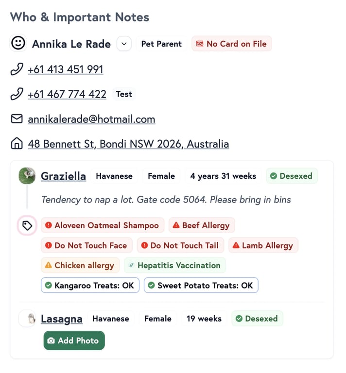 Mini petprint profile shown on appointment cards
