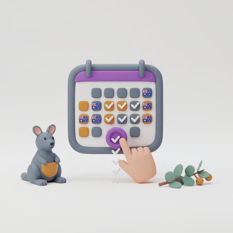 Petboost public holidays management showing a visual week grid of upcoming Australian public holidays with one-click blocking