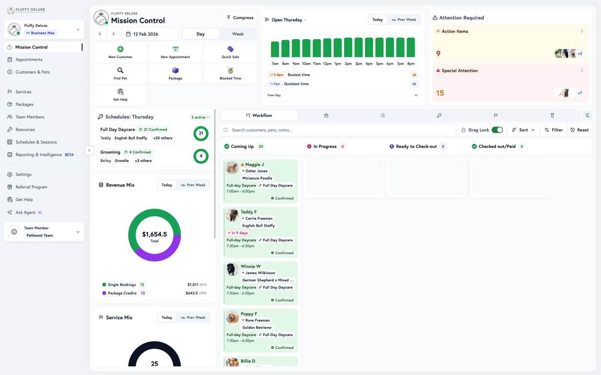 Petboost desktop app showing calendar and scheduling view