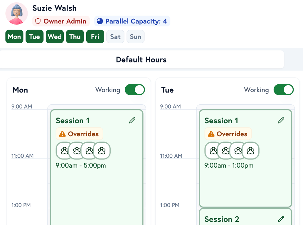 Petboost grooming station capacity management calendar