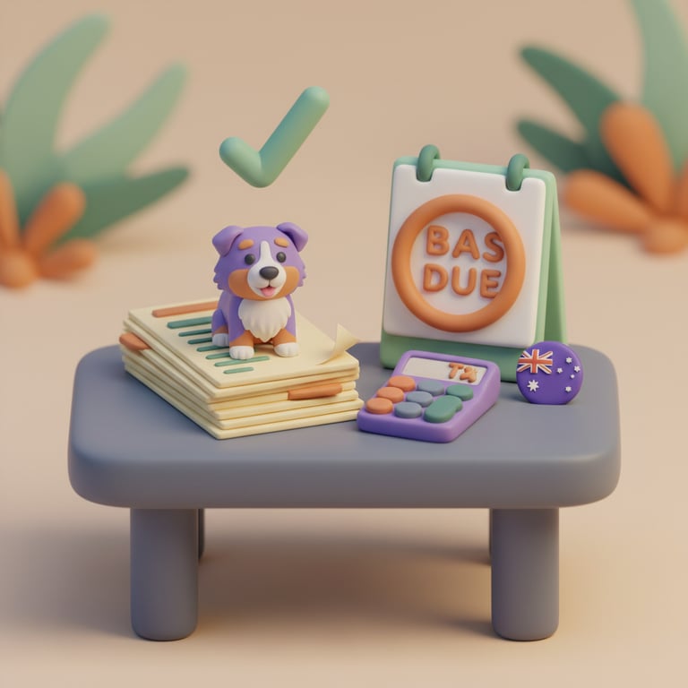 Pet business owner reviewing financial documents at desk