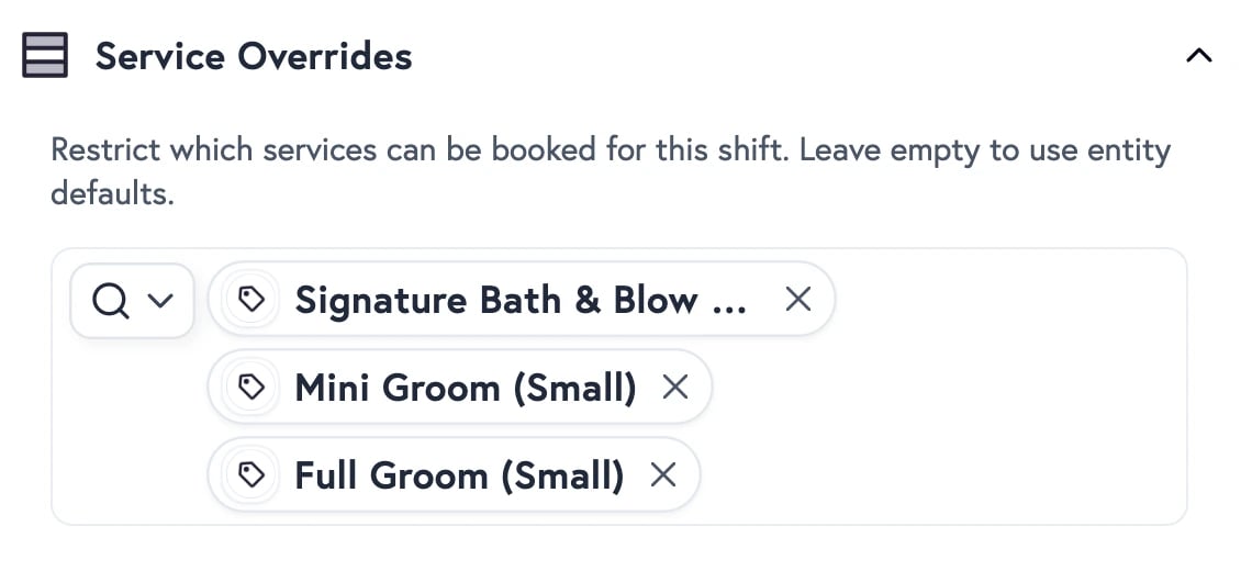 Per-session service restrictions