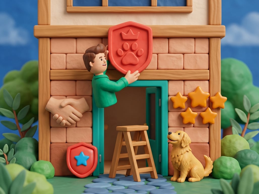 Professional pet grooming salon with clean branding and welcoming atmosphere