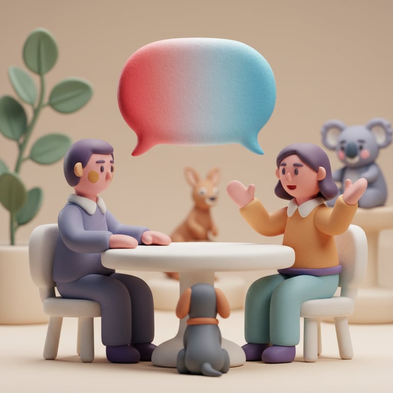 Professional dog groomer having a respectful conversation with a client about their dog's care