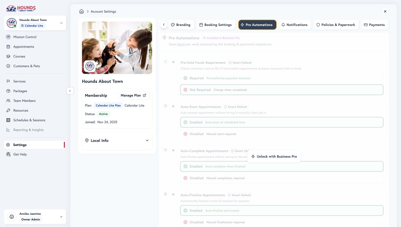 Petboost Automation Settings