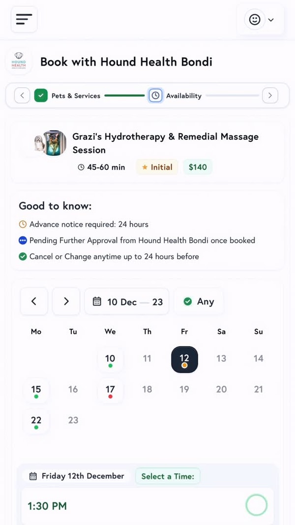 A booking experience they finish