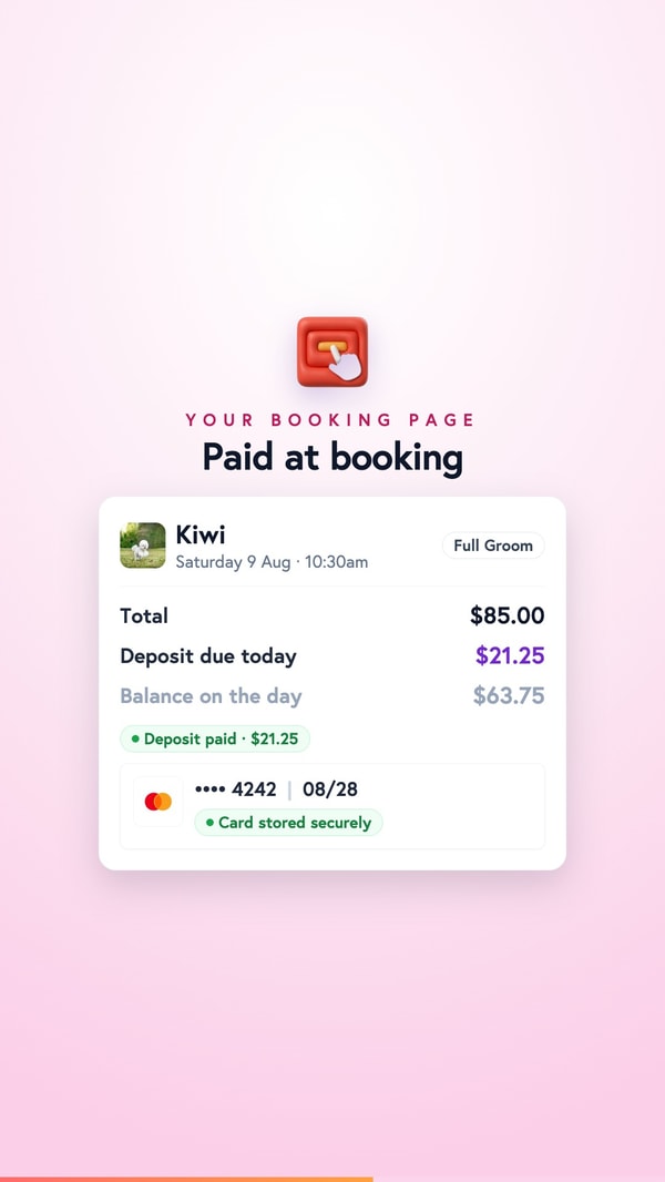 Deposits when they book online