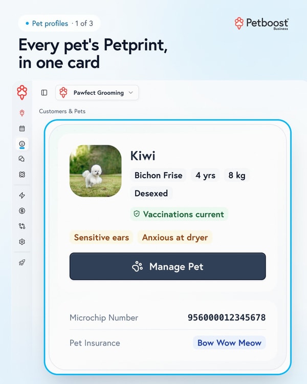 Pet profiles in Petboost
