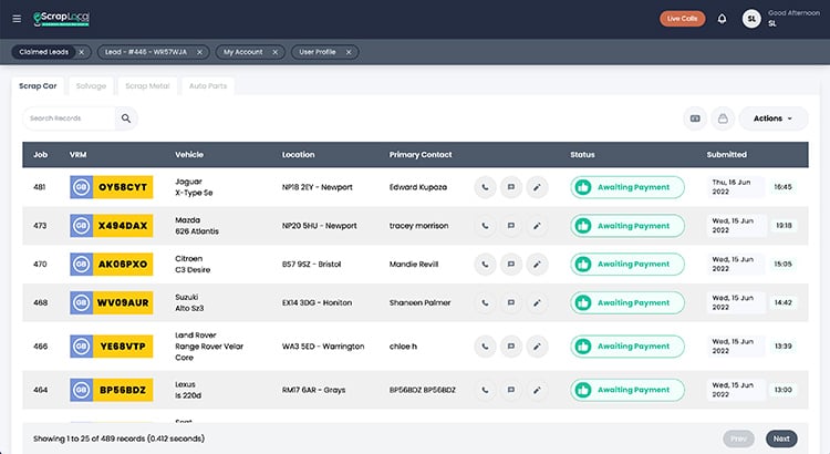 scrap local leads dashboard 1