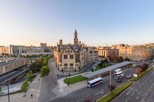 aerial view bradford city center uk