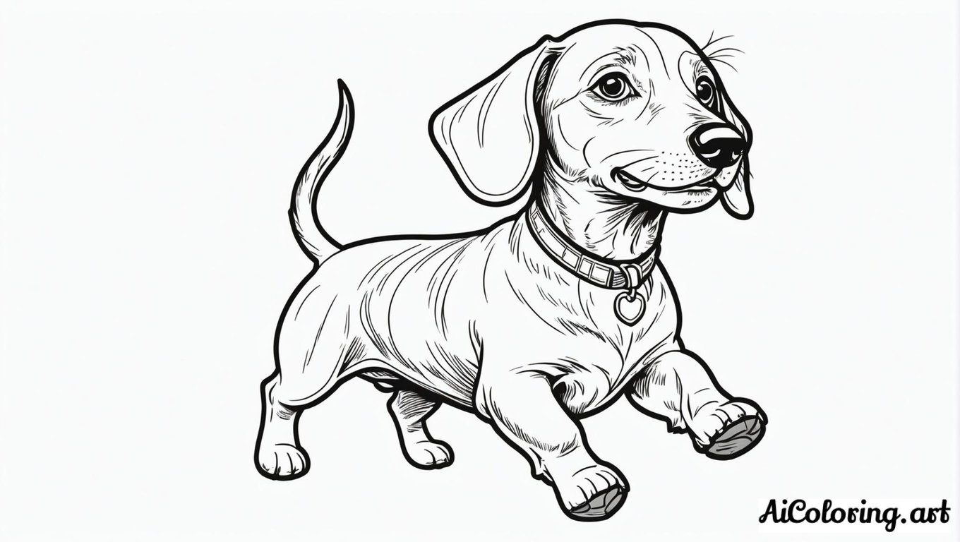 Free coloring page to print mini dachshund running play