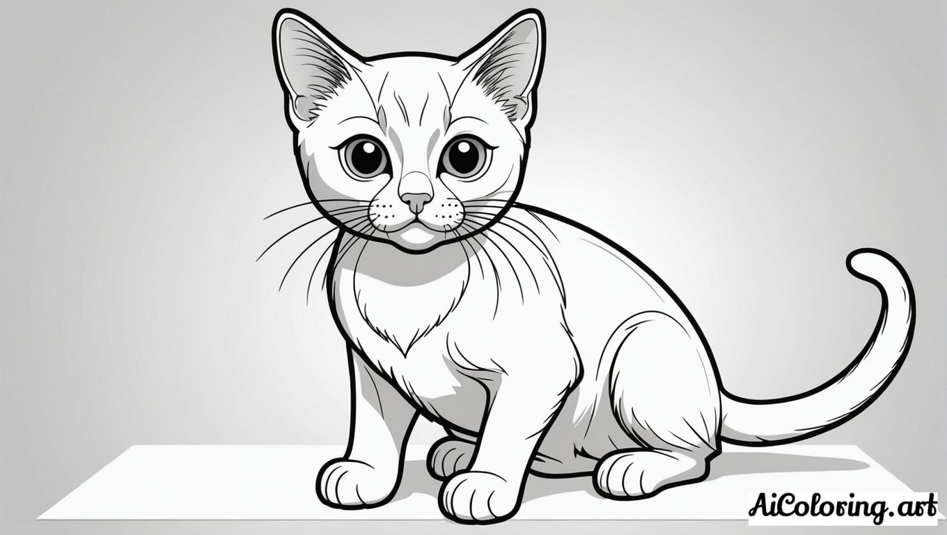 Free coloring page to print siamese cat elegant stretch