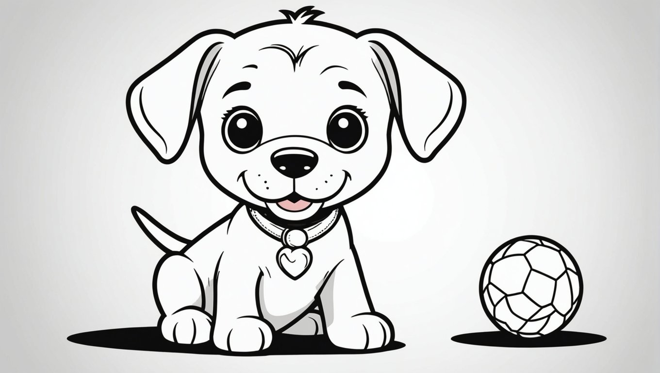 Cute puppy playing with a ball