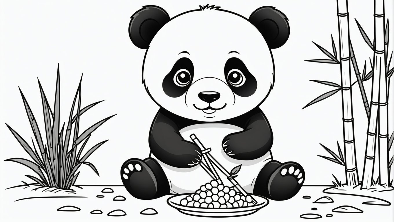 Adorable panda eating bamboo