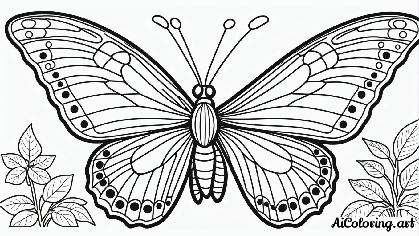 Free coloring page to print detailed butterfly wing patterns