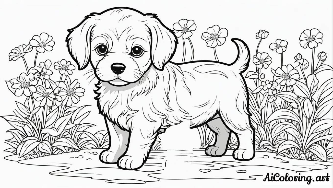 Free coloring page to print maltese puppy garden play