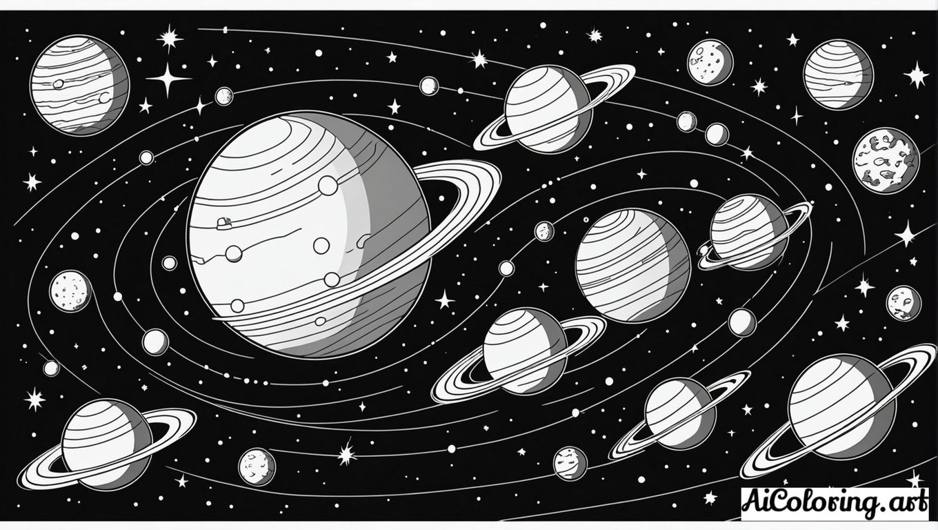 Free coloring page to print solar system planets detailed learning