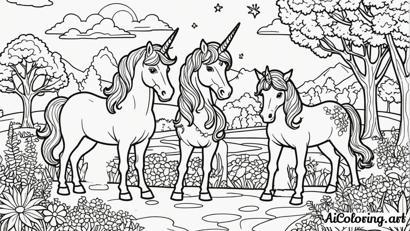 Free coloring page to print unicorn fairy garden party