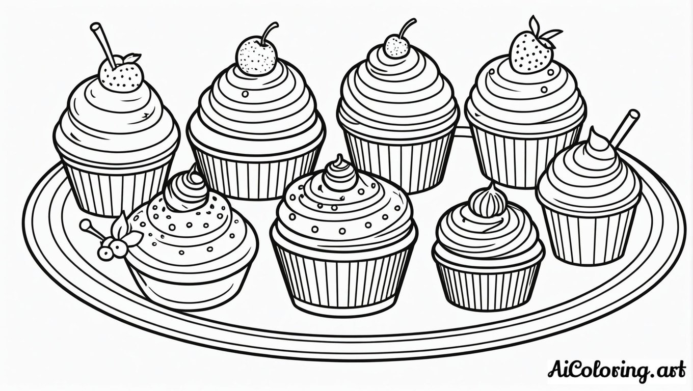 Free coloring page to print adorable dessert characters party