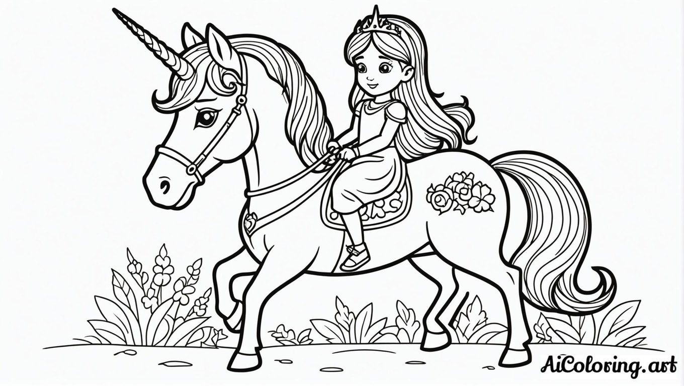 Free coloring page to print unicorn princess saves day