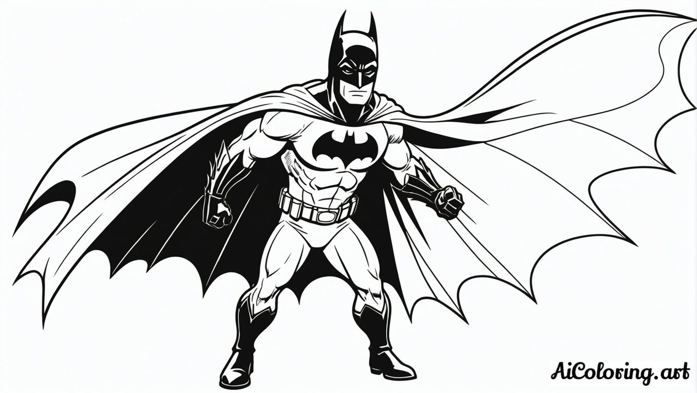 Free coloring page to print batman dark knight pose