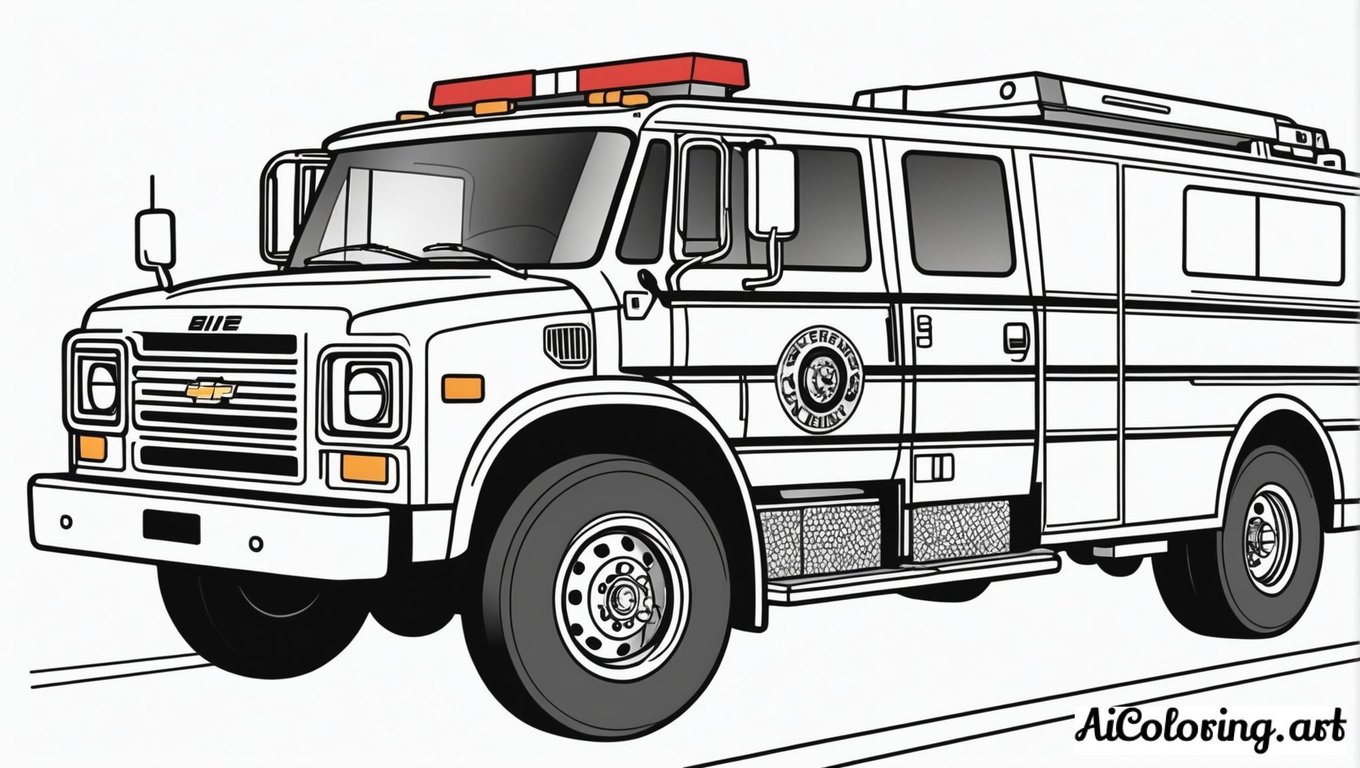 Free coloring page to print emergency vehicles racing