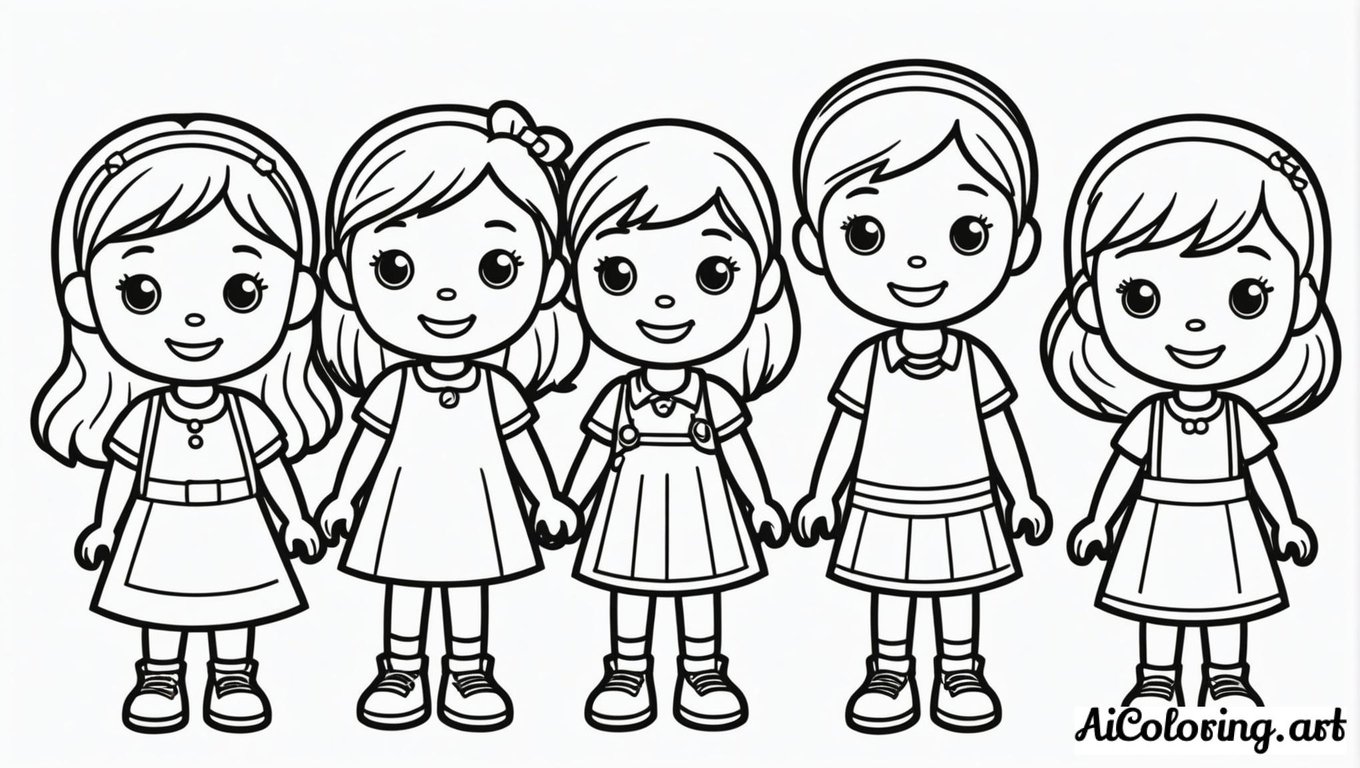 Free coloring page to print kawaii school supplies friends