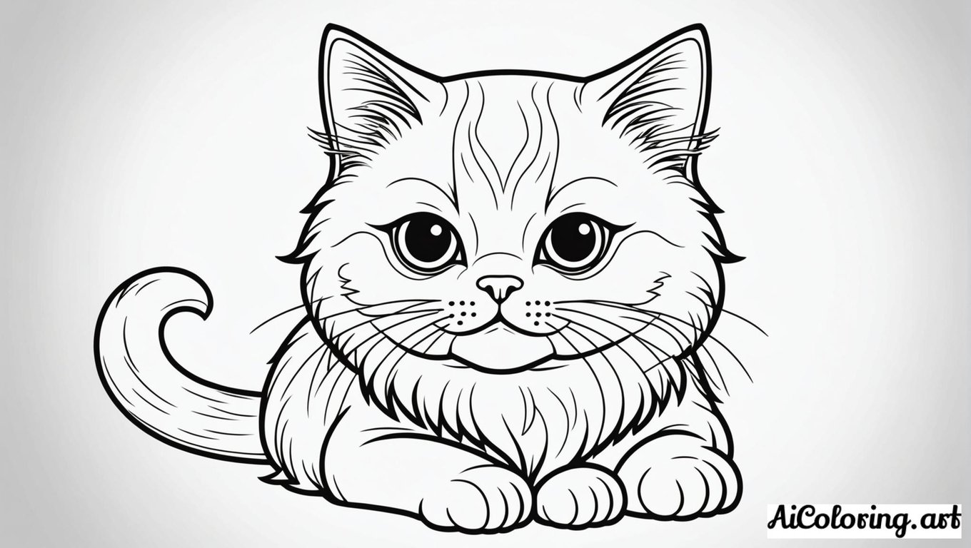 Free coloring page to print persian cat royal pose