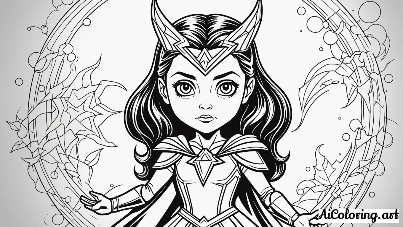 Free coloring page to print scarlet witch magic powers
