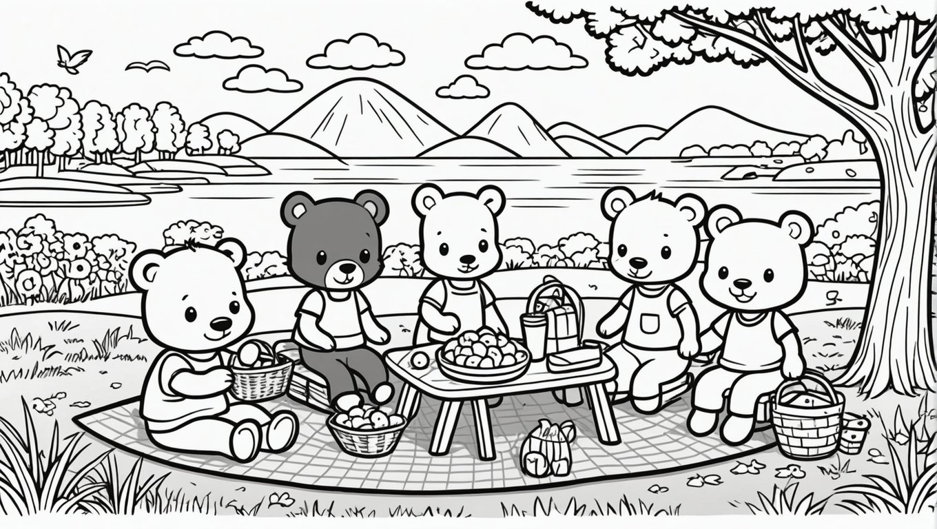 Cute animals having a picnic