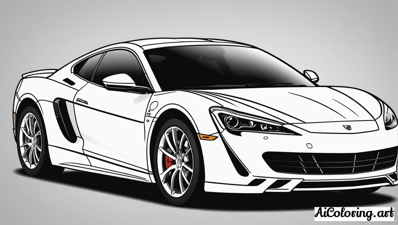 Free coloring page to print luxury cars showroom display