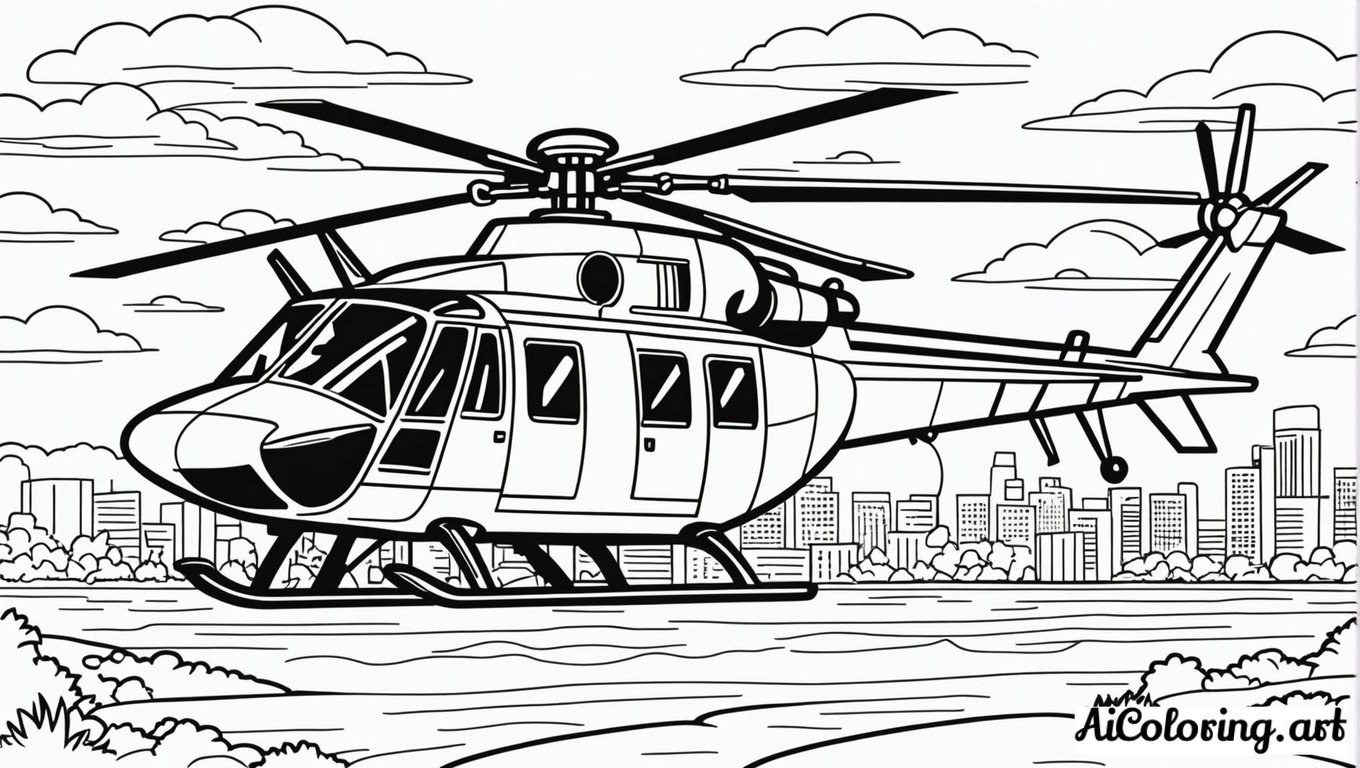 Free coloring page to print police helicopter rescue mission