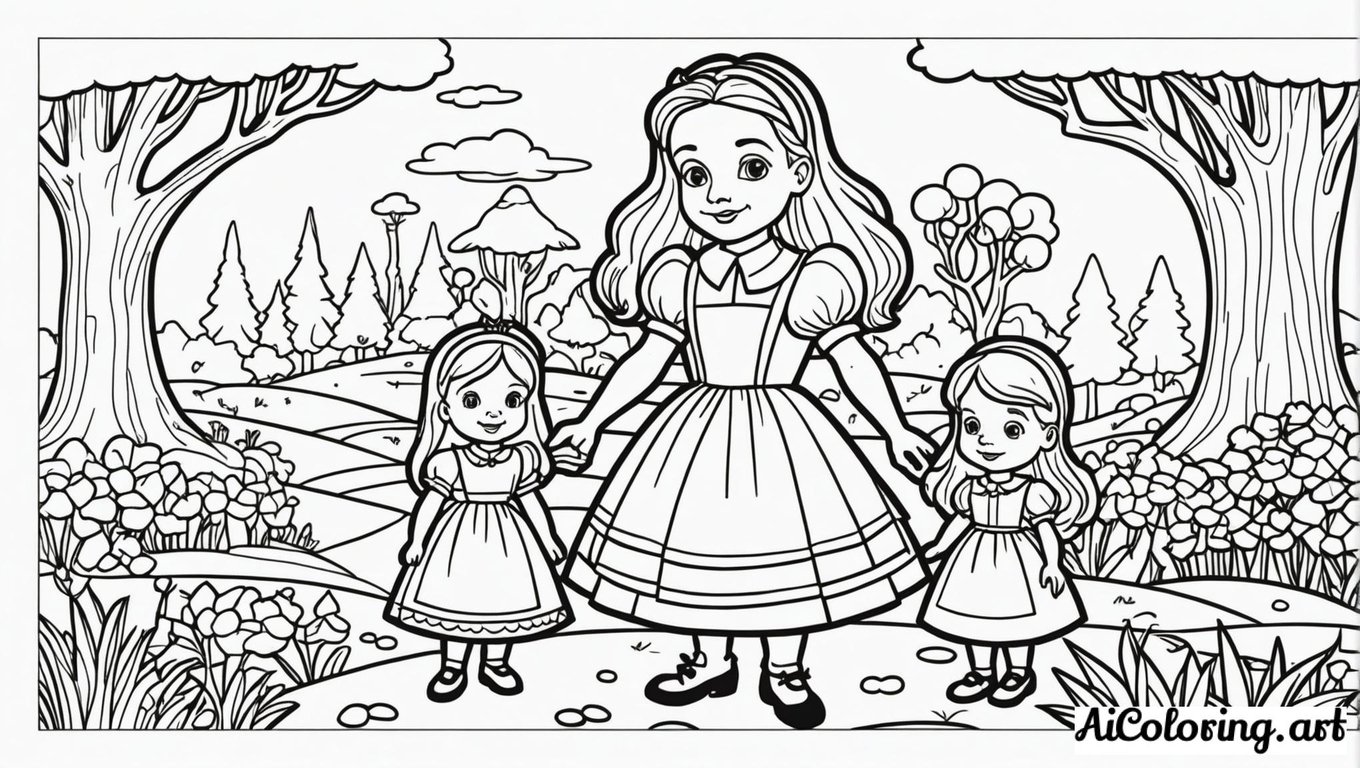 Free coloring page to print alice in wonderland