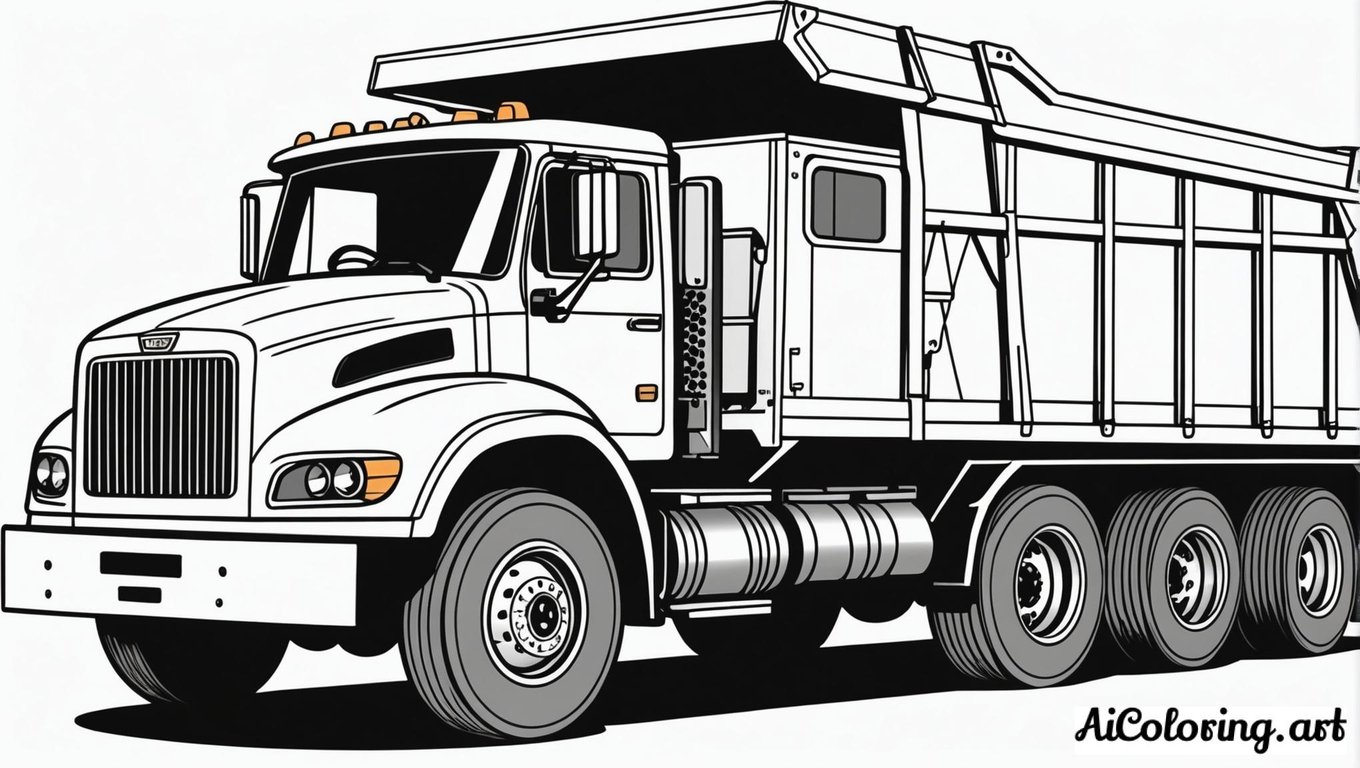 Free coloring page to print dump truck site work