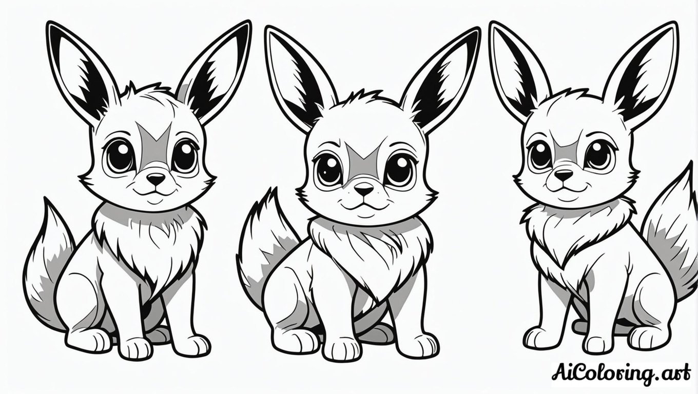 Free coloring page to print eevee evolution family