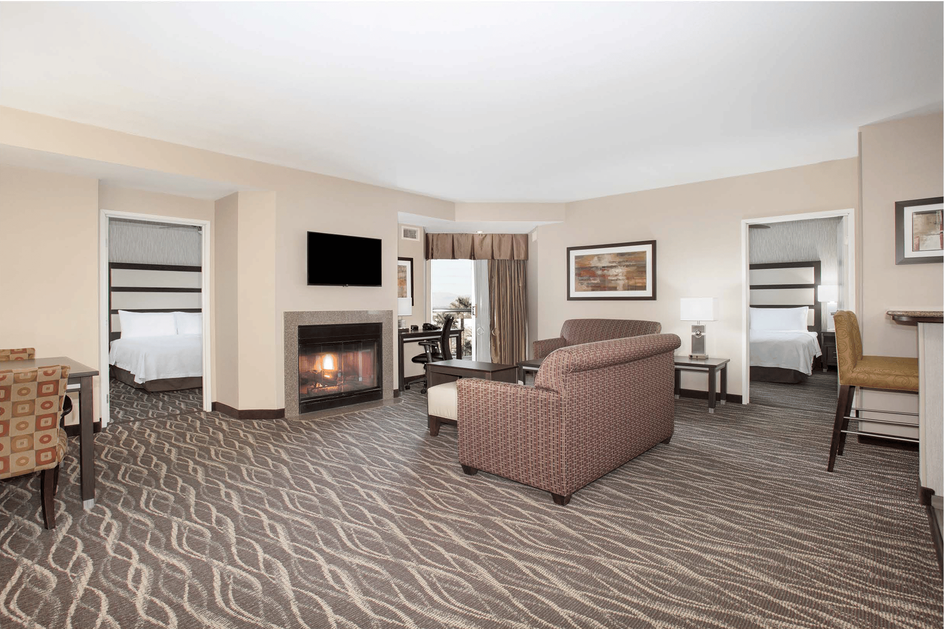 Living with fireplace