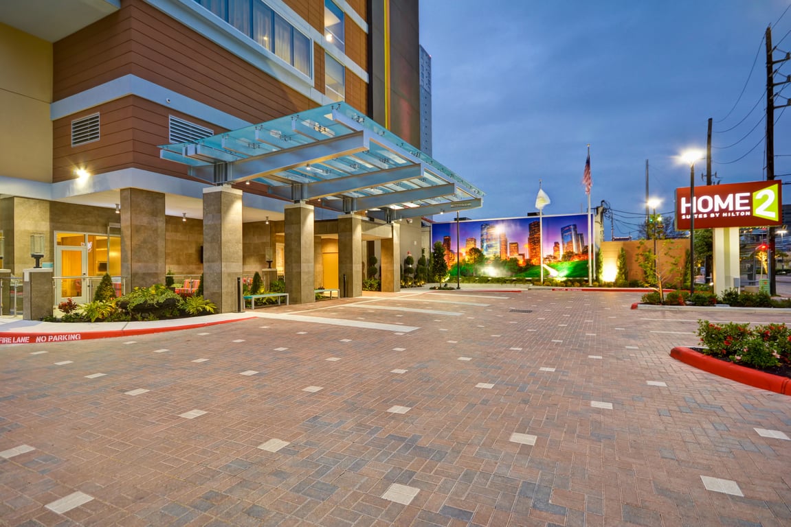 Exterior Driveway Night | Home2 Suites by Hilton Houston Near the Galleria