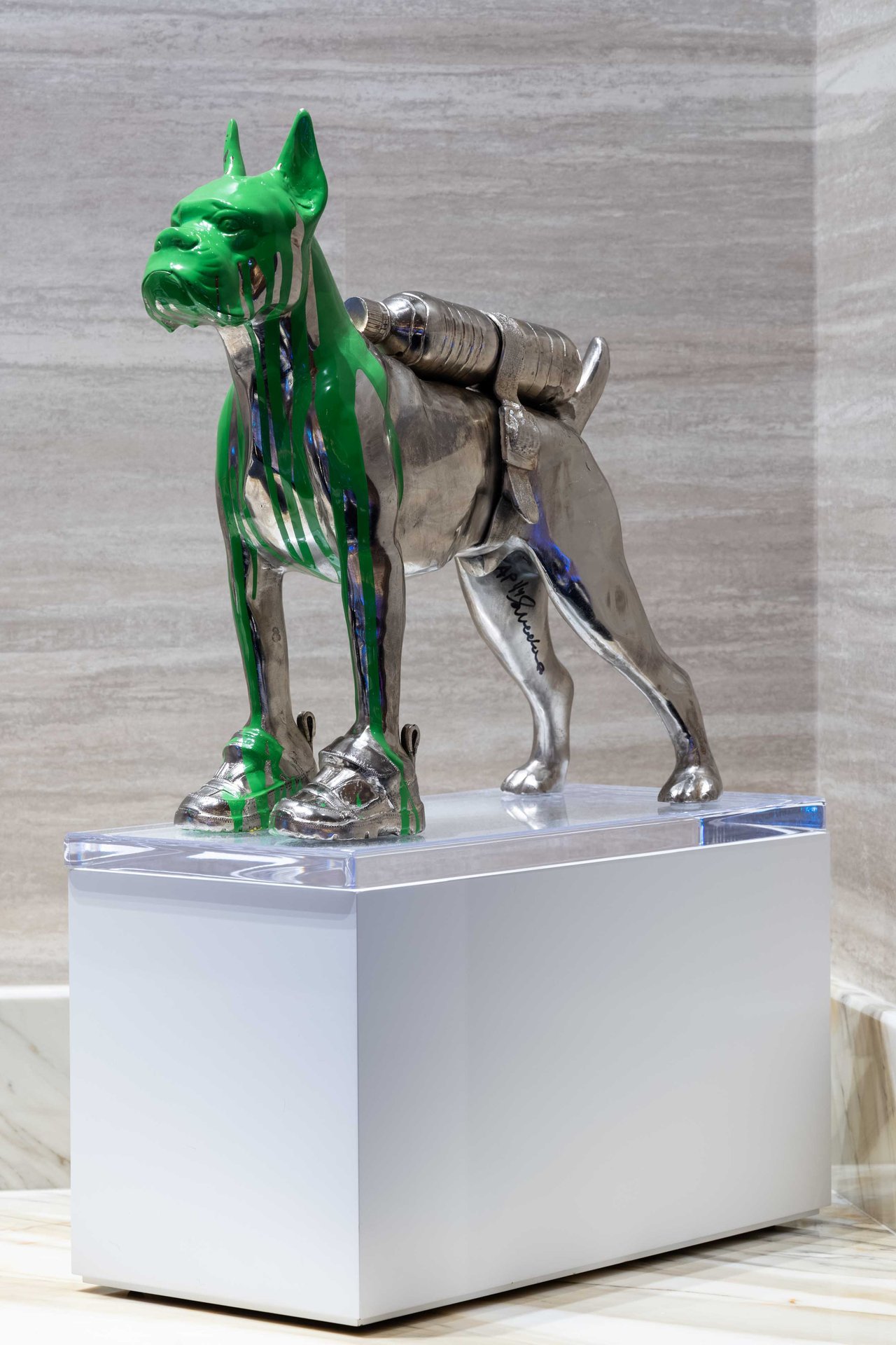 Cloned_Bulldog_with_Pet_Bottle_William_Sweetlove | Crockfords Las Vegas, LXR Hotels and Resorts