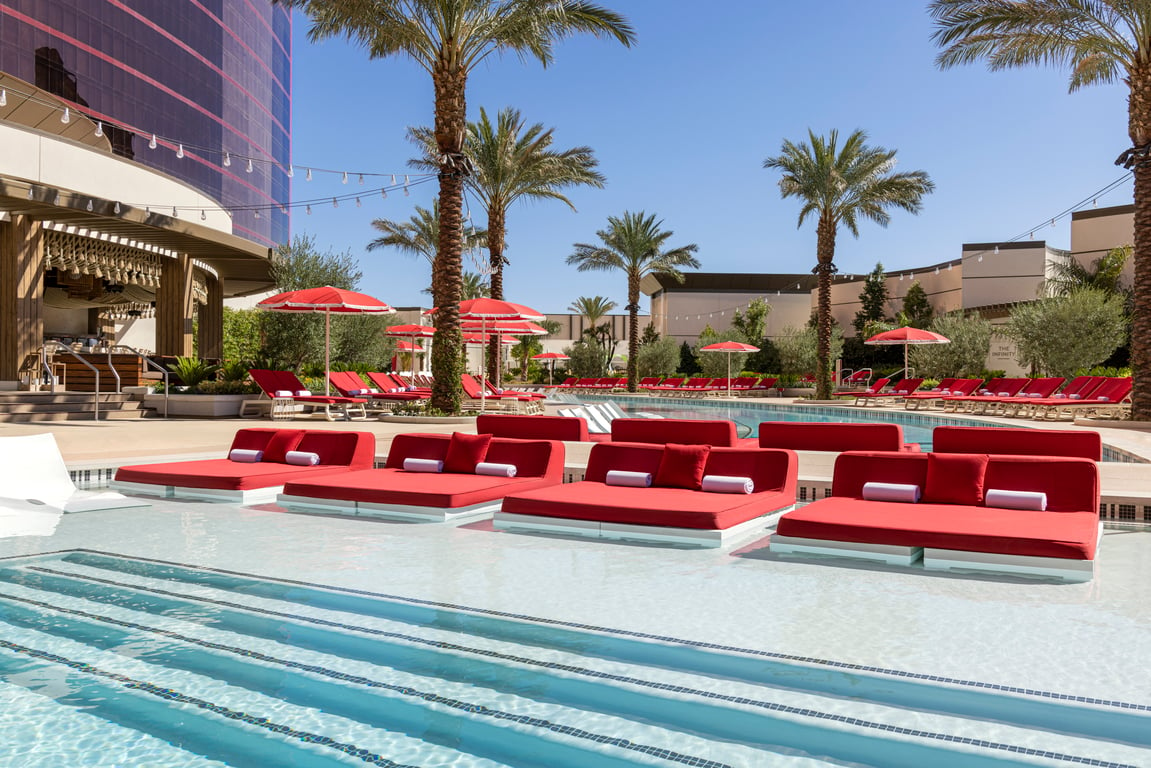 Main Pool Daybed Detail | Crockfords Las Vegas, LXR Hotels and Resorts