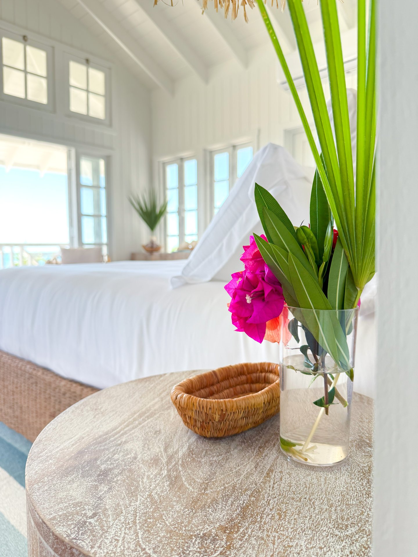 Flowers left side of bed detail